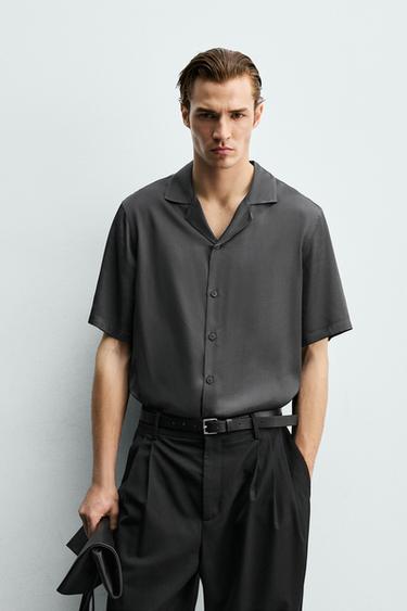 SATIN RELAXED FIT SHIRT - Grey by Zara