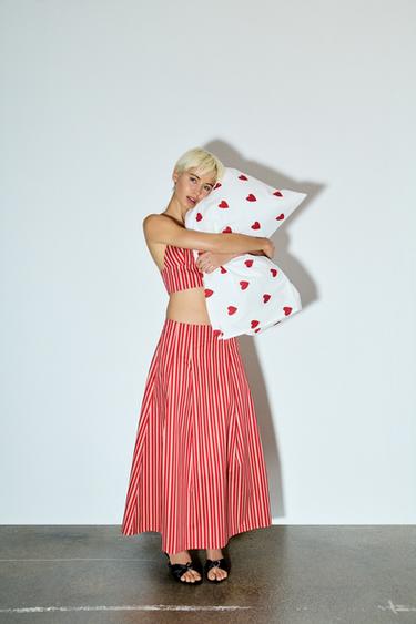STRIPED CROP TOP - Red / White by Zara - Image 0