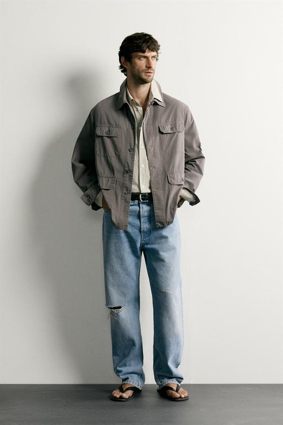 LIGHTWEIGHT POCKET OVERSHIRT - Grey marl by Zara - Image 0