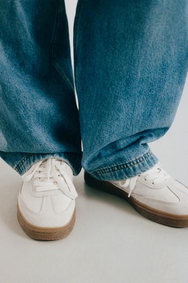 LEATHER SNEAKERS - White by Zara