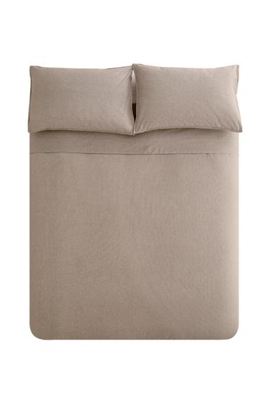 FADED STRIPED COTTON DUVET COVER - Brown by Zara