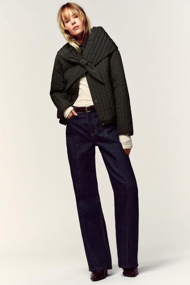 PUFFER JACKET WITH DETACHABLE SCARF - Dark khaki by Zara