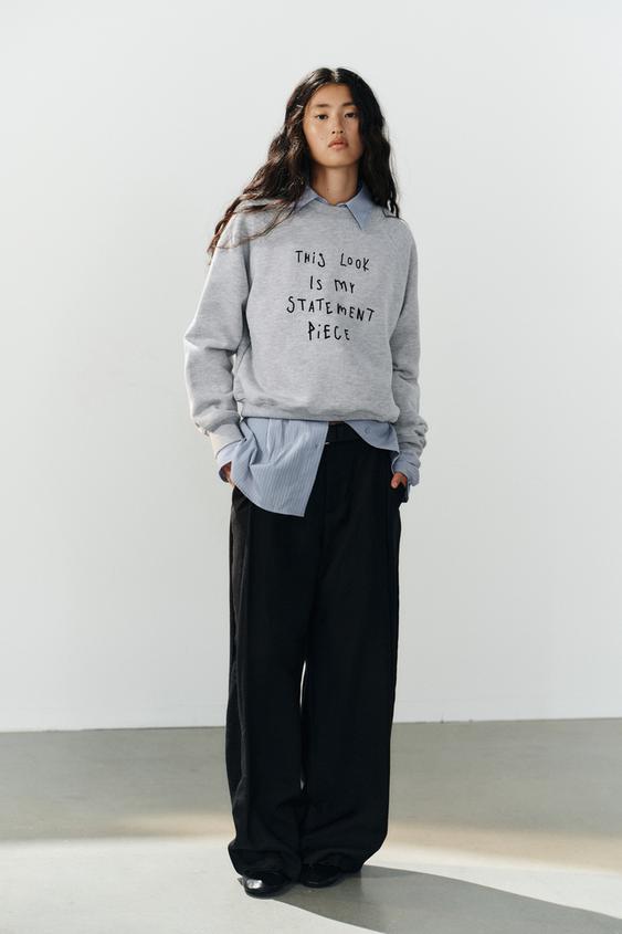 SLOGAN SWEATSHIRT - Grey marl by Zara - Image 0