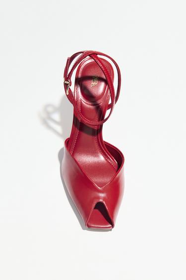 STILETTO HEEL ANKLE STRAP SANDALS - Red by Zara