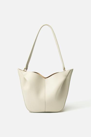 GATHERED TOTE BAG - Ecru by Zara