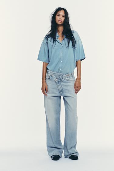 TRF CROP DENIM SHIRT - Light blue by Zara