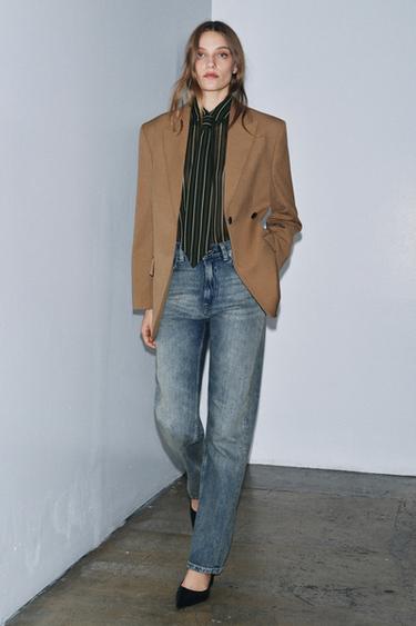 ZW COLLECTION HIGH-WAIST STRAIGHT JEANS - Mid-blue by Zara