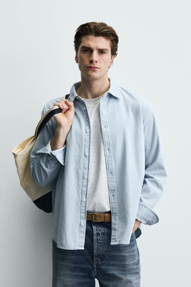 WASHED DENIM SHIRT - Sky blue by Zara
