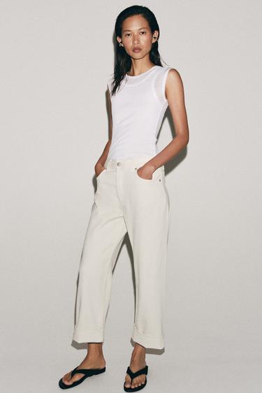 ZW COLLECTION LOW-RISE BAGGY JEANS - Ecru by Zara