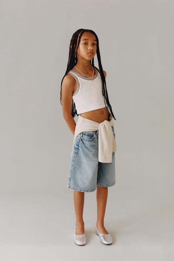 LONG DENIM BERMUDA SHORTS - Blue by Zara - Image 0