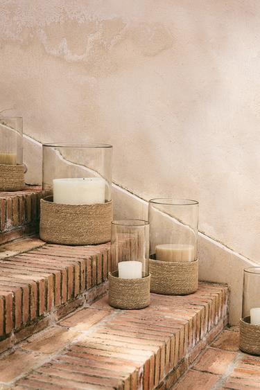 GLASS AND JUTE LANTERN - 990 by Zara
