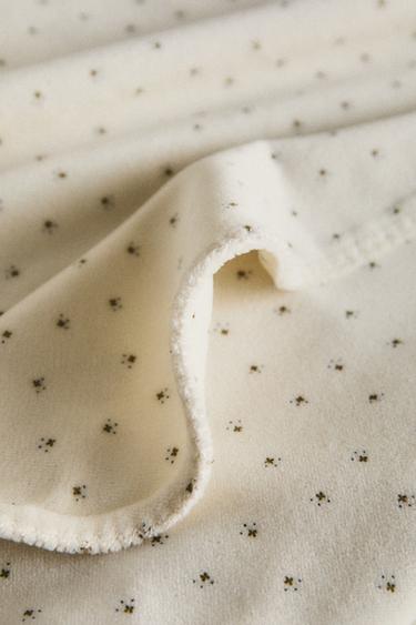CLOVER PRINT VELOUR BABY BLANKET - Ecru by Zara