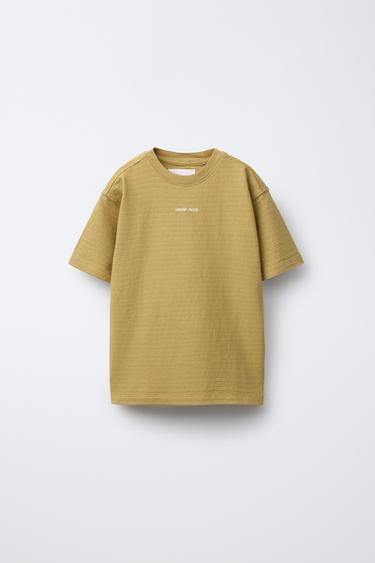 EMBROIDERED TEXT STRUCTURE T-SHIRT - Oil by Zara - Image 0