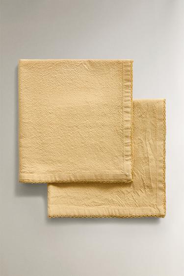 PACK OF PLAIN DYED THREAD NAPKINS (PACK OF 2) - Yellow by Zara