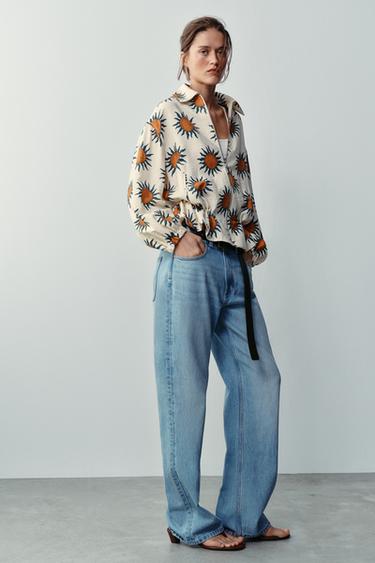 PRINTED BOMBER JACKET - Ecru / Green by Zara