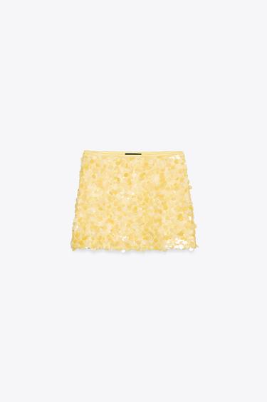 SEQUINNED MINISKIRT - Yellow by Zara