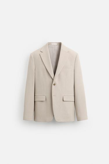 SLIM FIT SUIT BLAZER - Sand / Marl by Zara