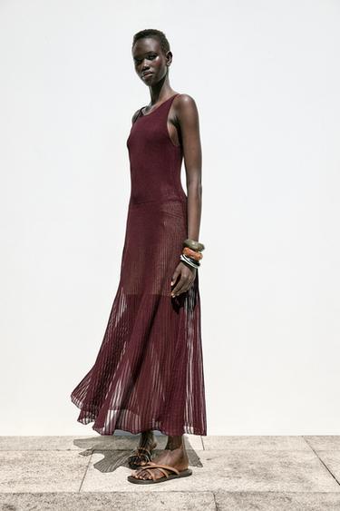 RIB KNIT LONG DRESS - Burgundy by Zara - Image 0