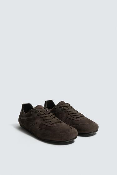 LEATHER TRAINERS - Brown by Zara