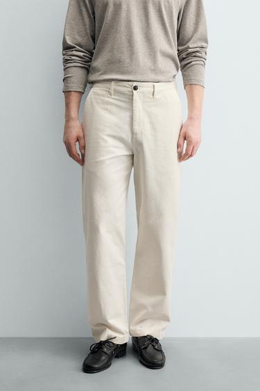 STRAIGHT-LEG CHINO TROUSERS - White by Zara