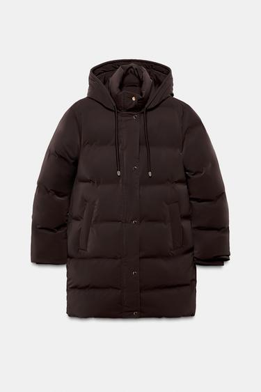 SEMI-LONG RUBBERISED WINDPROOF ANORAK - Brown by Zara