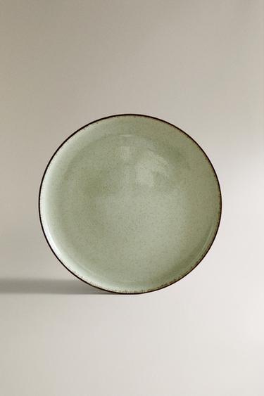 PORCELAIN DINNER PLATE WITH ANTIQUE FINISH RIM - Sea green by Zara