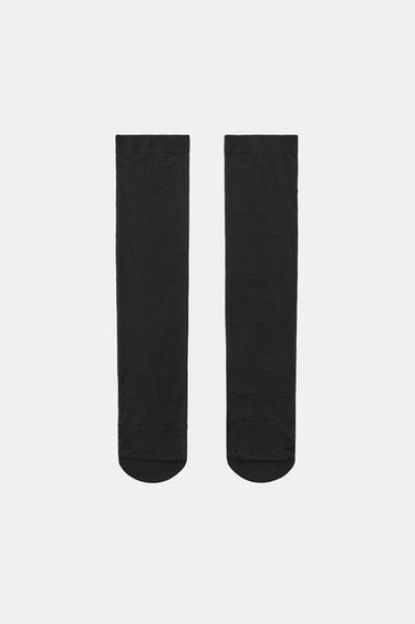 POLKA DOT STOCKING SOCKS - Black by Zara