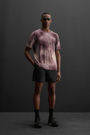 TIE-DYE PRINT PERFORATED T-SHIRT - Burgundy by Zara - Image 0