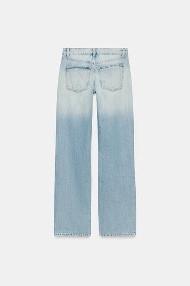 TRF RIPPED LOW-RISE WIDE-LEG JEANS - Blue by Zara