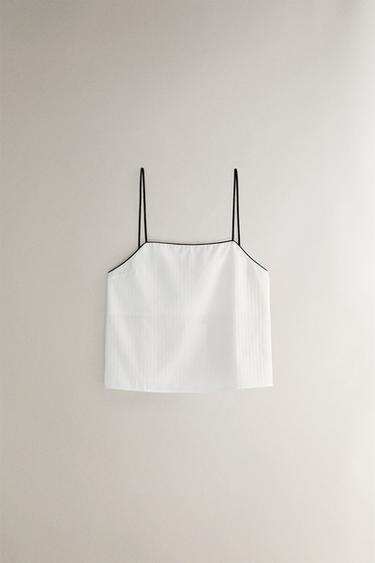 STRIPED JACQUARD TOP - Oyster-white by Zara