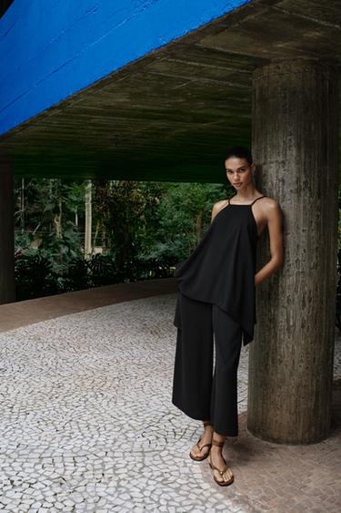 DOUBLE-LAYER BRAIDED STRAP JUMPSUIT - Black by Zara