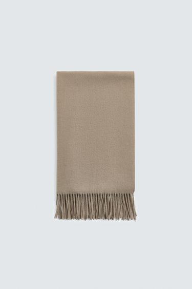 FRINGED SCARF - Taupe grey by Zara