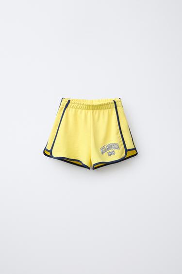 VARSITY PRINT PLUSH BERMUDA SHORTS - Yellow by Zara