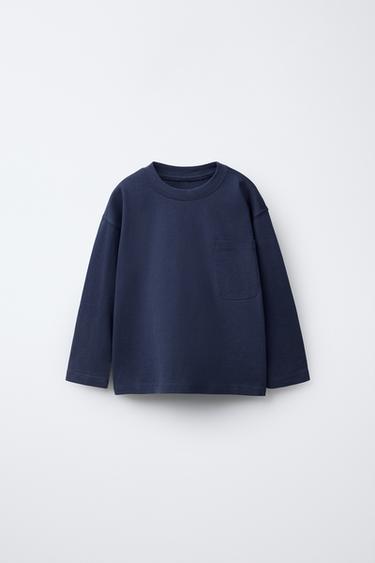 PLAIN T-SHIRT WITH POCKET - Blue by Zara