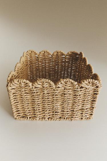 SMALL SCALLOPED BASKET - Light beige by Zara