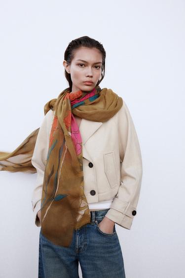 MODAL FLORAL PRINT SCARF - Toffee by Zara - Image 0