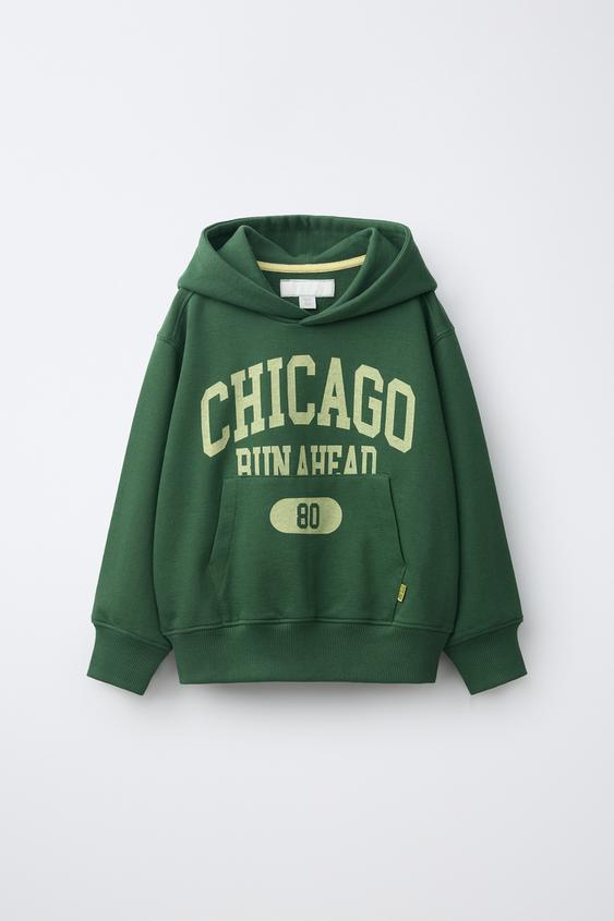 SLOGAN PRINT HOODIE - Green by Zara - Image 0