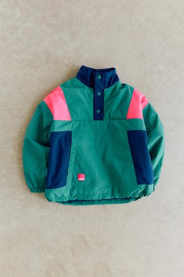 WATER-REPELLENT COLOUR BLOCK ANORAK - Emerald by Zara