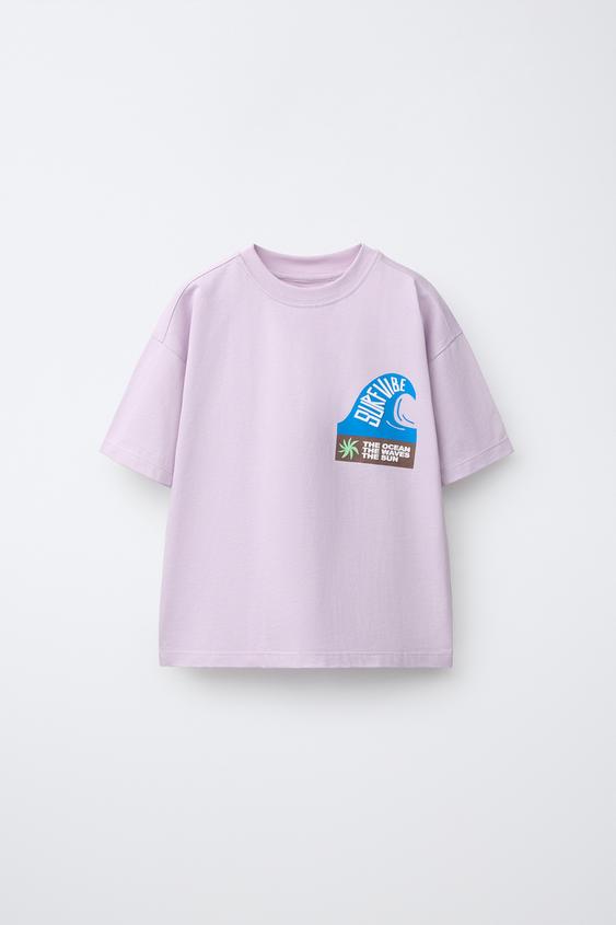SURF PRINT T-SHIRT - Lilac / White by Zara - Image 0