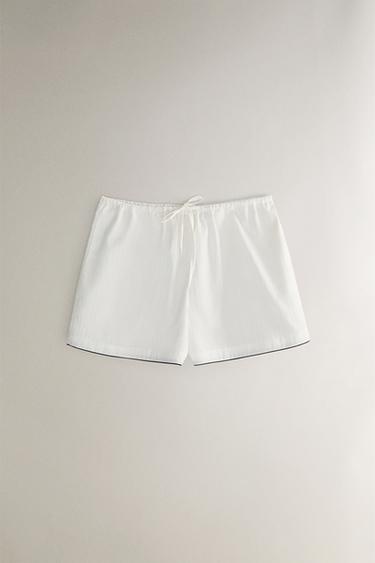 STRIPED JACQUARD SHORTS - Oyster-white by Zara