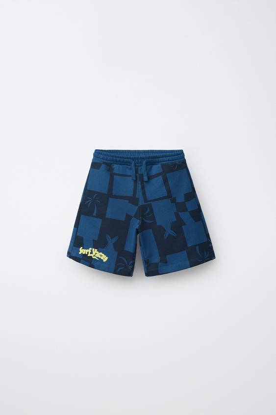 CHECKERED PLUSH BERMUDA SHORTS - Blue by Zara - Image 0
