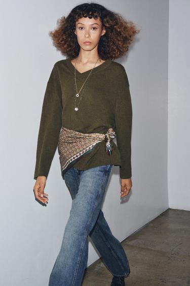 100% WOOL OVERSIZE SWEATER - Hunter green by Zara