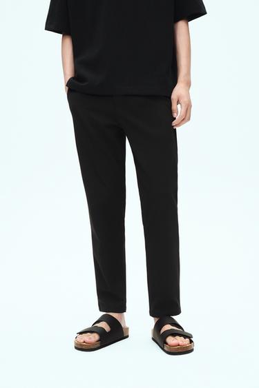 COMFORT TEXTURED CHINO TROUSERS - Black by Zara