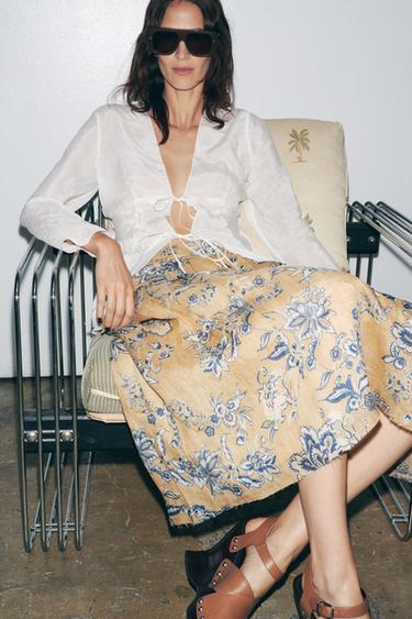 ZW COLLECTION BLOUSE WITH TIES - Oyster-white by Zara