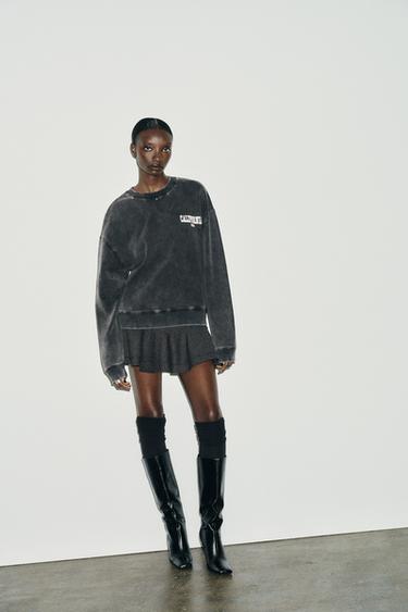 WASHED SLOGAN SWEATSHIRT - Anthracite grey by Zara