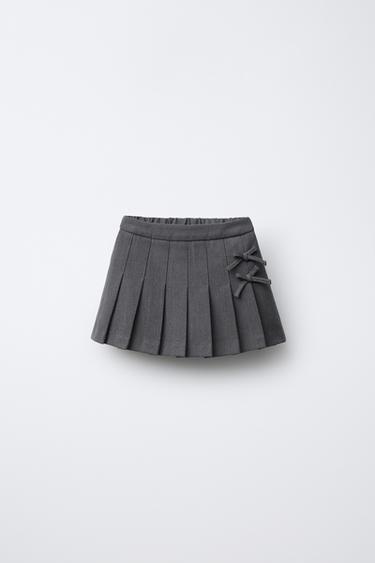 PLEATED BERMUDA SKORT WITH BOWS - Grey marl by Zara - Image 0