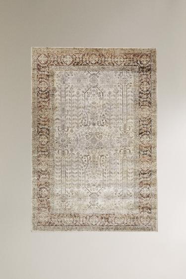 RECTANGULAR VINTAGE-EFFECT RUG - Grey by Zara