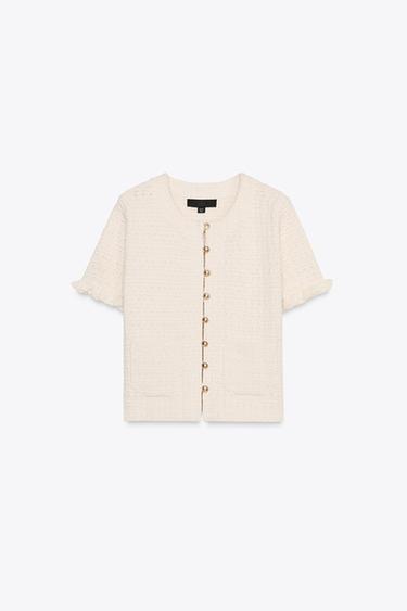 RUFFLED KNIT CARDIGAN - Ecru by Zara