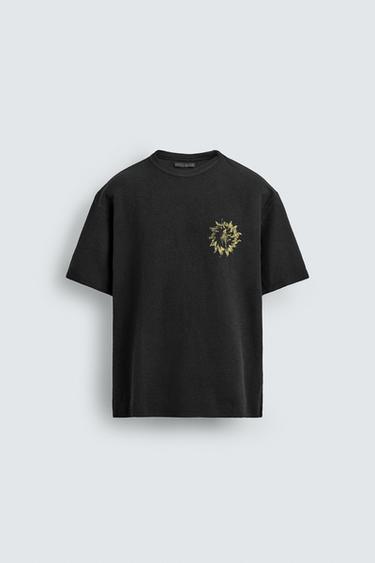 WASHED PRINT KNIT T-SHIRT - Black by Zara
