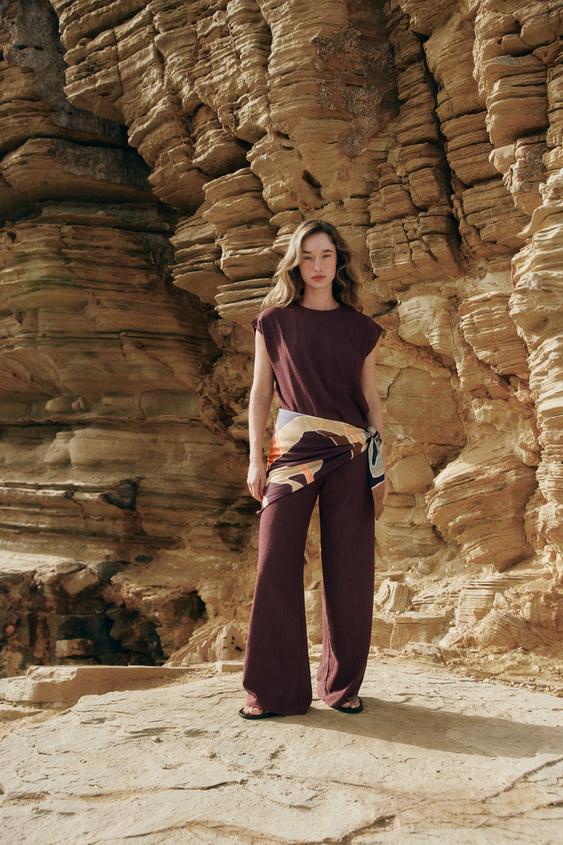 RUSTIC SLEEVELESS TOP - Burgundy by Zara - Image 0